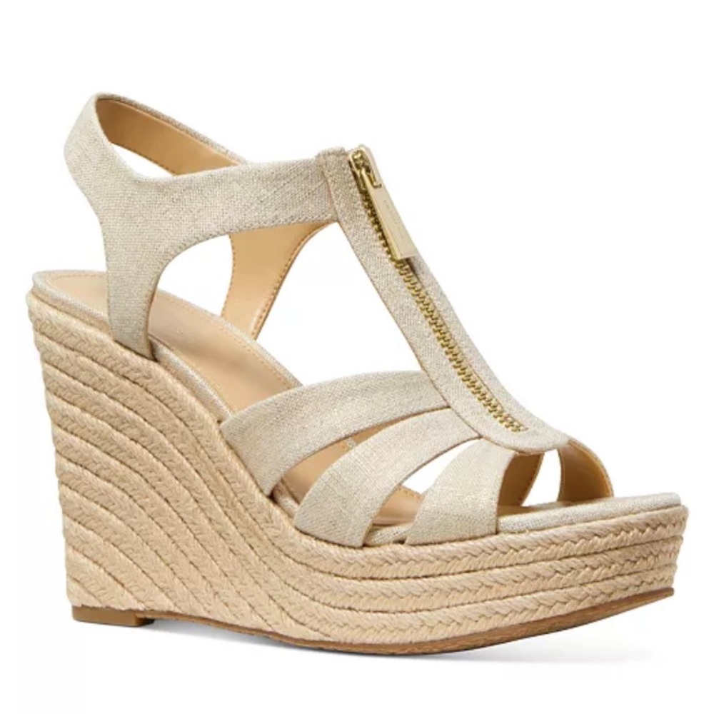 MICHAEL Michael Kors Gold Wedge Heels Size 8.5